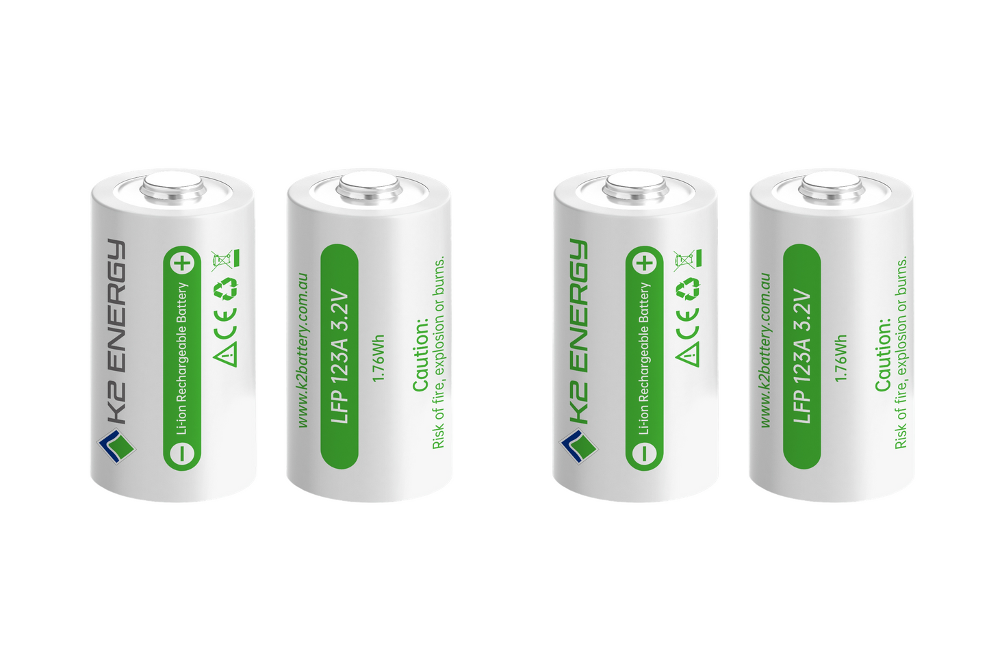 K2 123A LFP Rechargeable Battery 1.76wh