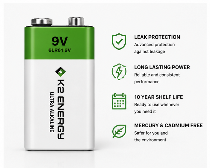 K2 ENERGY 9V Ultra Alkaline Battery